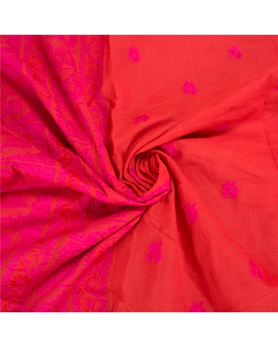Sanskriti Vintage Orange Sarees Pure Cotton Hand-Woven Premium Sari Craft Fabric, PS-58563-Orange-Woven Work-100% Pure Cotton-6