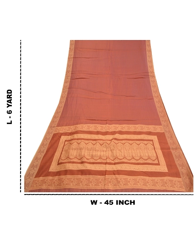 Sanskriti Vintage Brown Sarees Pure Silk Hand-Woven Premium Sari Craft Fabric, PS-58567-Shade Of Brown-Woven Work-100% Pure Silk-1