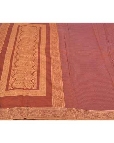 Sanskriti Vintage Brown Sarees Pure Silk Hand-Woven Premium Sari Craft Fabric, PS-58567-Shade Of Brown-Woven Work-100% Pure Silk-3