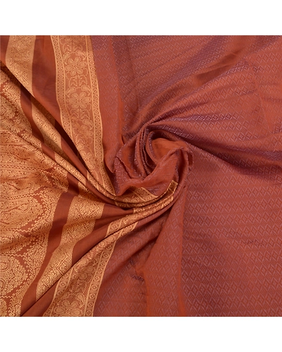 Sanskriti Vintage Brown Sarees Pure Silk Hand-Woven Premium Sari Craft Fabric, PS-58567-Shade Of Brown-Woven Work-100% Pure Silk-6