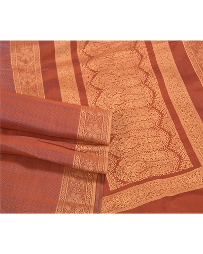 Sanskriti Vintage Brown Sarees Pure Silk Hand-Woven Premium Sari Craft Fabric, PS-58567-Shade Of Brown-Woven Work-100% Pure Silk-7