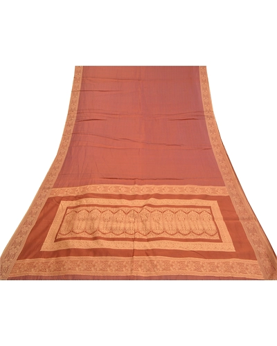 Sanskriti Vintage Brown Sarees Pure Silk Hand-Woven Premium Sari Craft Fabric, PS-58567-Shade Of Brown-Woven Work-100% Pure Silk-8