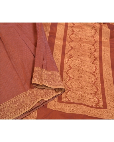Sanskriti Vintage Brown Sarees Pure Silk Hand-Woven Premium Sari Craft Fabric, PS-58567-Shade Of Brown-Woven Work-100% Pure Silk-9