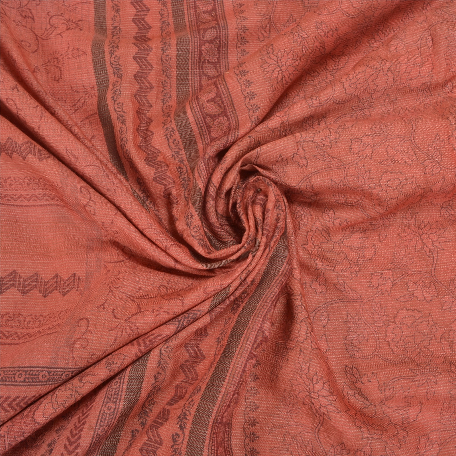 Sanskriti Vintage Brick Red Sarees Blend Cotton Printed Premium Sari Fabric, PS-58574-Shade Of Brick Red-Printed Work-Blend Cotton-6