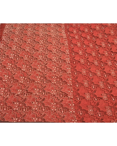 Sanskriti Vintage Brick Red Sarees Pure Organza Silk Woven Premium Sari Fabric, PS-58576-Shade Of Brick Red-Beaded Work-100% Pure Organza Silk-3