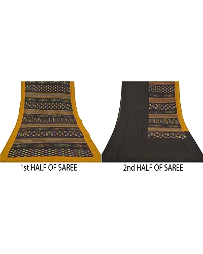 Sanskriti Vintage Black Sarees Georgette Hand Beaded Kantha Premium Sari Fabric, PS-58600-Black-Sequins Work-Georgette (Not Pure Georgette)-5