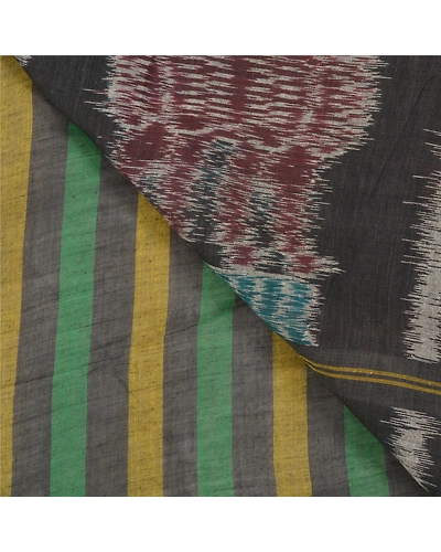Sanskriti Vintage Sambalpuri Ikat Ooak Sarees Handwoven Pure Cotton Sari Fabric, PS-58604-Multi Color-Woven Work-100% Pure Cotton-2