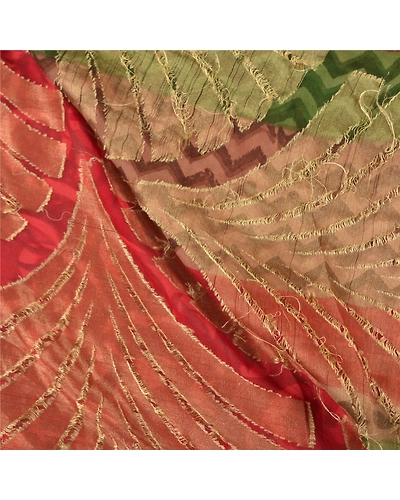 Sanskriti Vintage Red Indian Sarees 100% Pure Silk Woven Premium Sari Fabric, PS-58606-Red &amp; Green-Woven Work-100% Pure Silk-2