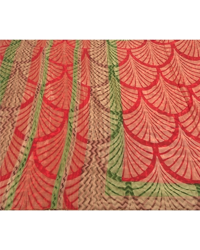 Sanskriti Vintage Red Indian Sarees 100% Pure Silk Woven Premium Sari Fabric, PS-58606-Red &amp; Green-Woven Work-100% Pure Silk-3