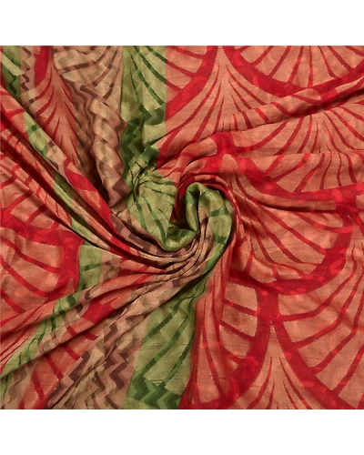 Sanskriti Vintage Red Indian Sarees 100% Pure Silk Woven Premium Sari Fabric, PS-58606-Red &amp; Green-Woven Work-100% Pure Silk-6