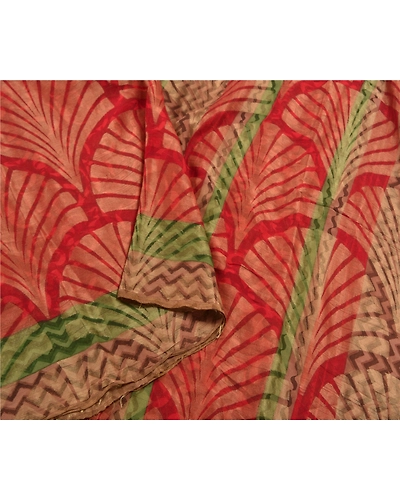 Sanskriti Vintage Red Indian Sarees 100% Pure Silk Woven Premium Sari Fabric, PS-58606-Red &amp; Green-Woven Work-100% Pure Silk-9