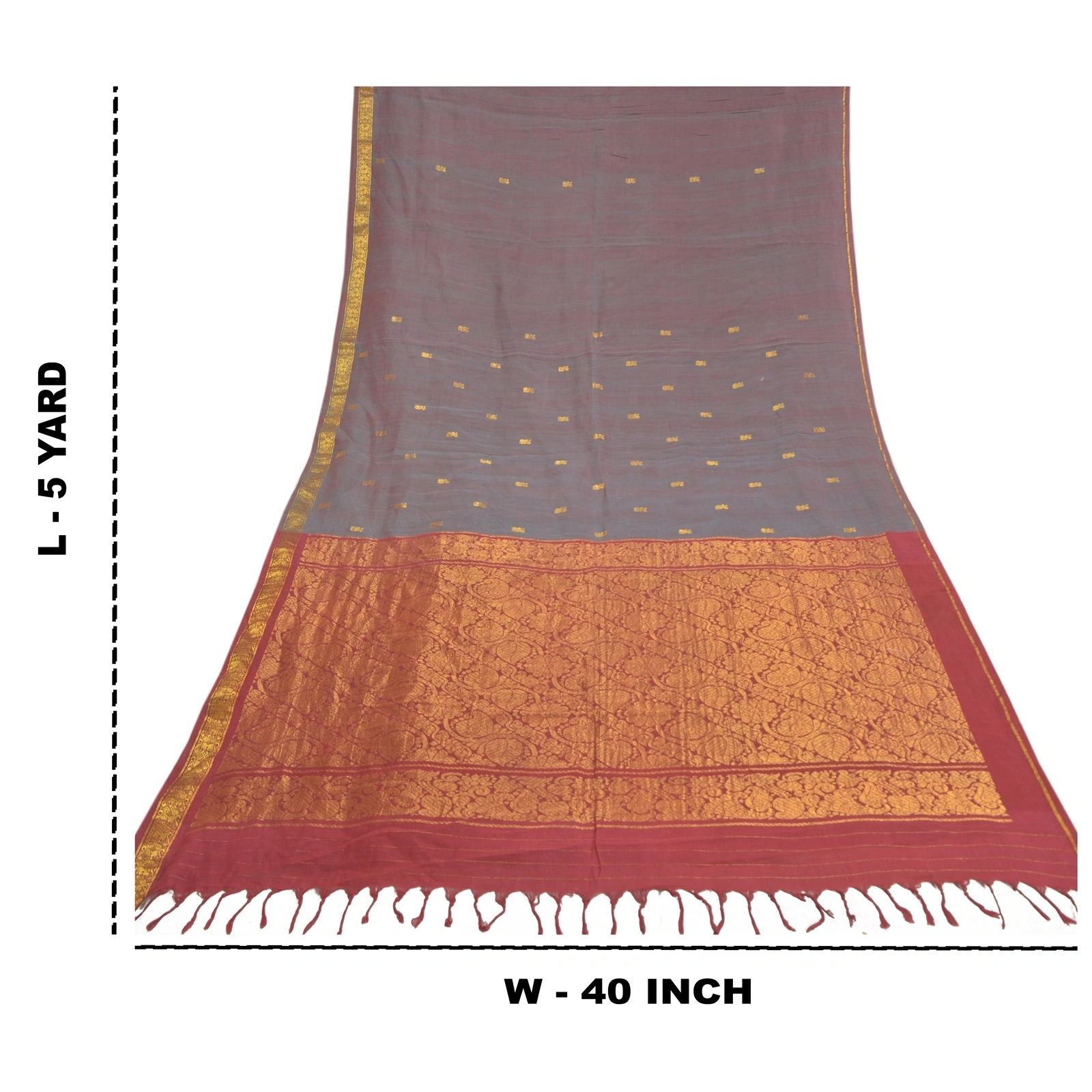 Sanskriti Vintage Dark Red Sarees 100% Pure Cotton Woven Premium Sari Fabric, PS-58608-Dark Red &amp; Shade Of Purple-Zari Work-100% Pure Cotton-1