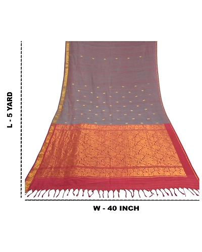 Sanskriti Vintage Dark Red Sarees 100% Pure Cotton Woven Premium Sari Fabric, PS-58608-Dark Red &amp; Shade Of Purple-Zari Work-100% Pure Cotton-1
