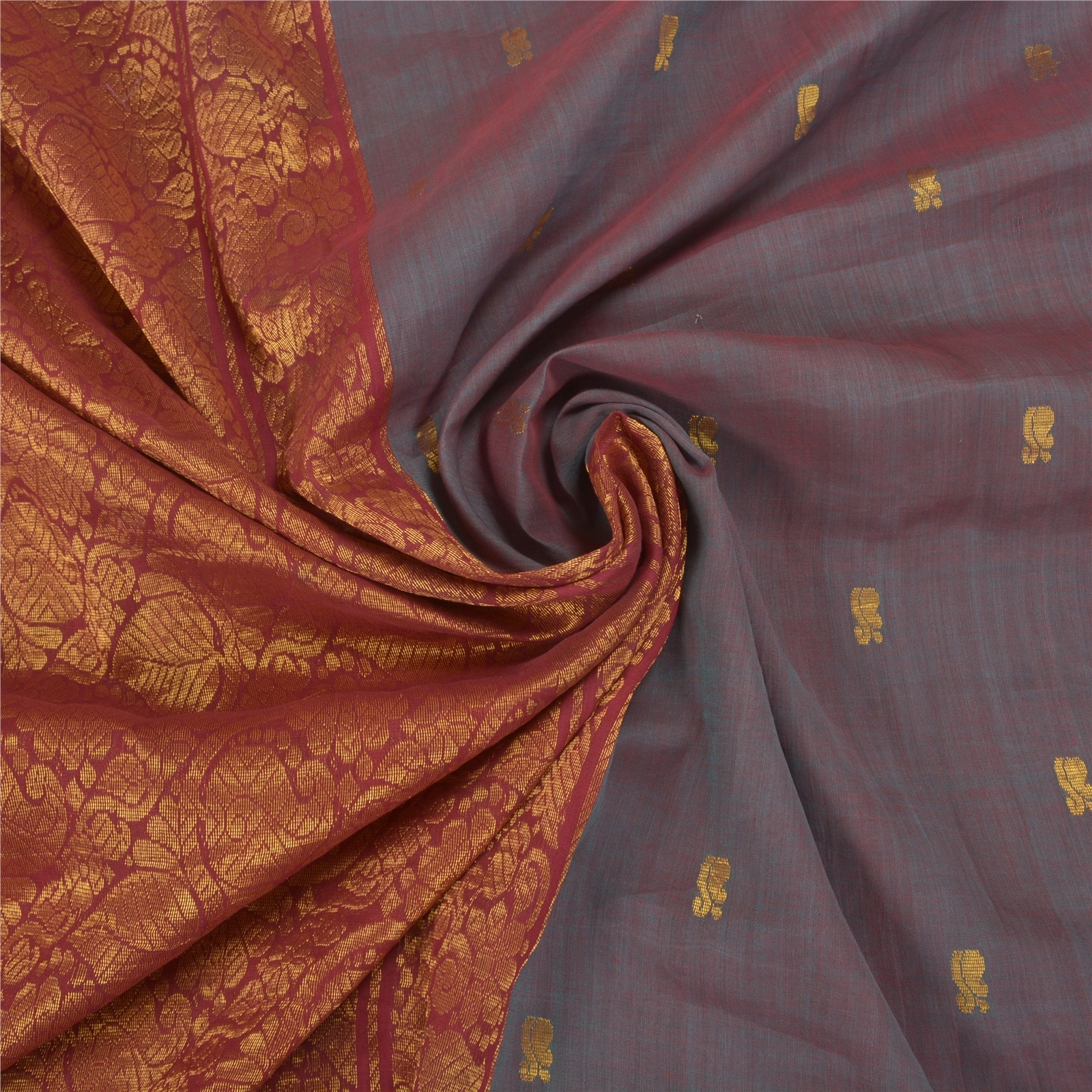 Sanskriti Vintage Dark Red Sarees 100% Pure Cotton Woven Premium Sari Fabric, PS-58608-Dark Red &amp; Shade Of Purple-Zari Work-100% Pure Cotton-6