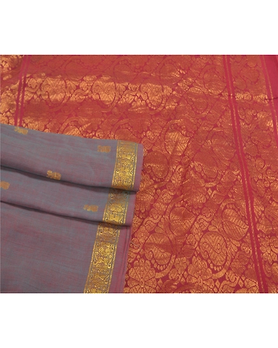 Sanskriti Vintage Dark Red Sarees 100% Pure Cotton Woven Premium Sari Fabric, PS-58608-Dark Red &amp; Shade Of Purple-Zari Work-100% Pure Cotton-7