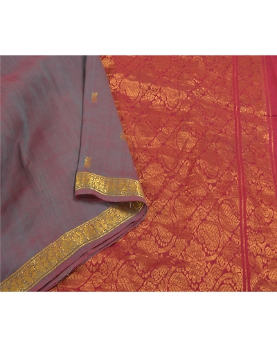 Sanskriti Vintage Dark Red Sarees 100% Pure Cotton Woven Premium Sari Fabric, PS-58608-Dark Red &amp; Shade Of Purple-Zari Work-100% Pure Cotton-9