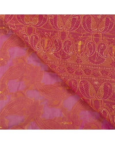 Sanskriti Vintage Purple Sarees Pure Organza Silk Handmade Premium Sari Fabric, PS-58616-Shade Of Purple-Woven Work-100% Pure Organza Silk-3