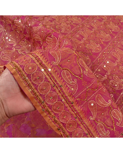 Sanskriti Vintage Purple Sarees Pure Organza Silk Handmade Premium Sari Fabric, PS-58616-Shade Of Purple-Woven Work-100% Pure Organza Silk-5