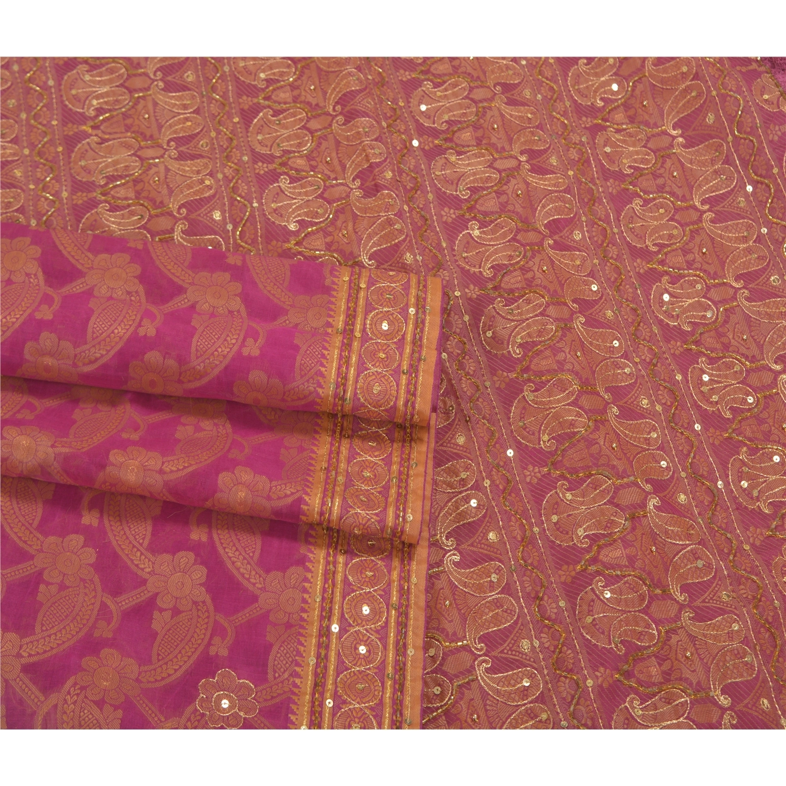 Sanskriti Vintage Purple Sarees Pure Organza Silk Handmade Premium Sari Fabric, PS-58616-Shade Of Purple-Woven Work-100% Pure Organza Silk-8