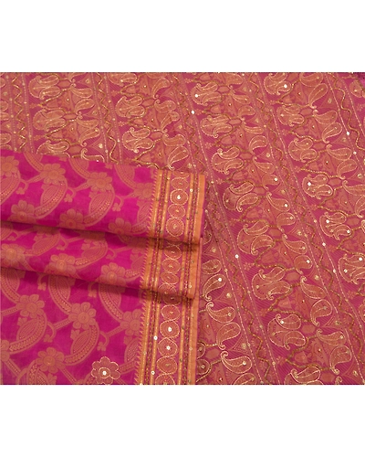 Sanskriti Vintage Purple Sarees Pure Organza Silk Handmade Premium Sari Fabric, PS-58616-Shade Of Purple-Woven Work-100% Pure Organza Silk-8