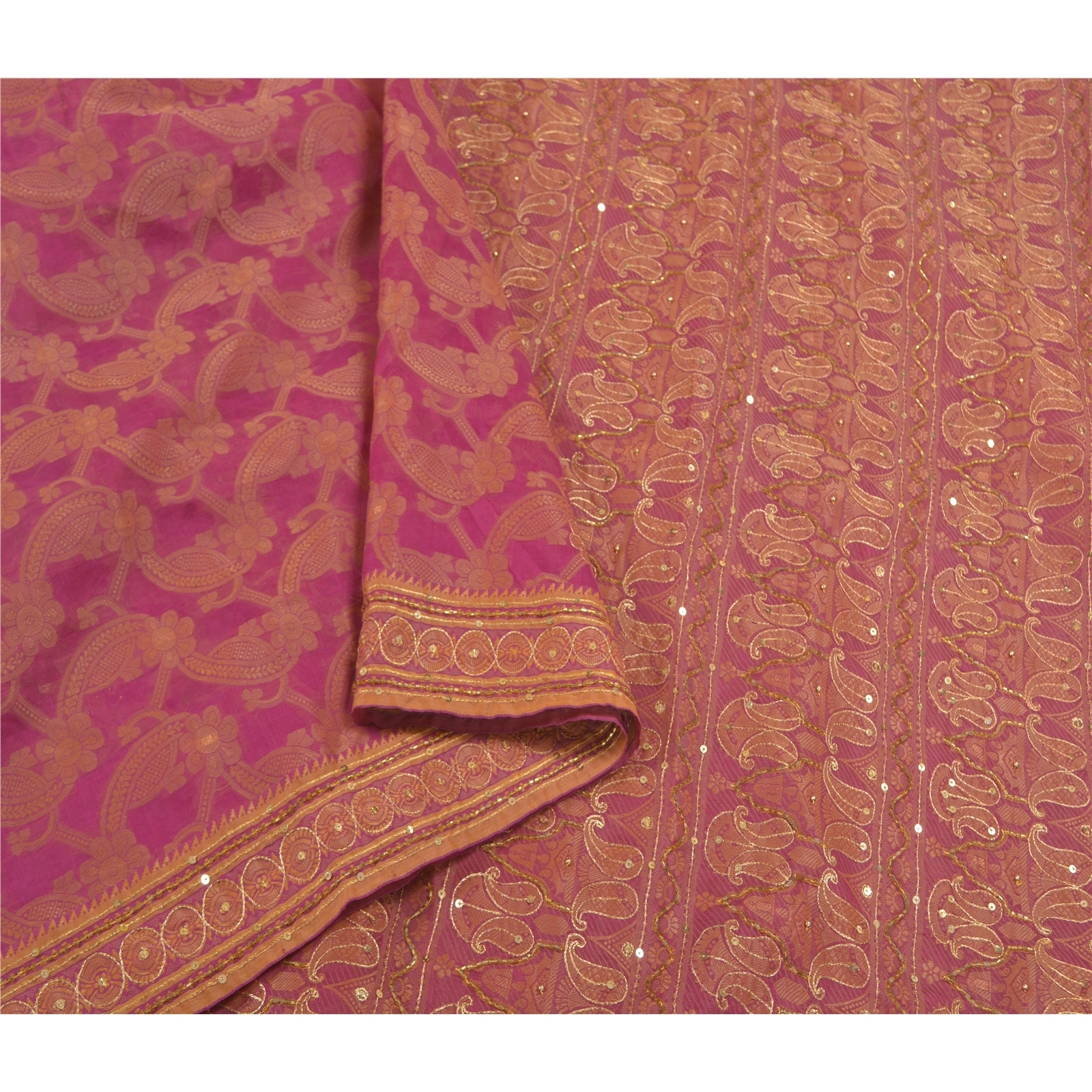 Sanskriti Vintage Purple Sarees Pure Organza Silk Handmade Premium Sari Fabric, PS-58616-Shade Of Purple-Woven Work-100% Pure Organza Silk-10