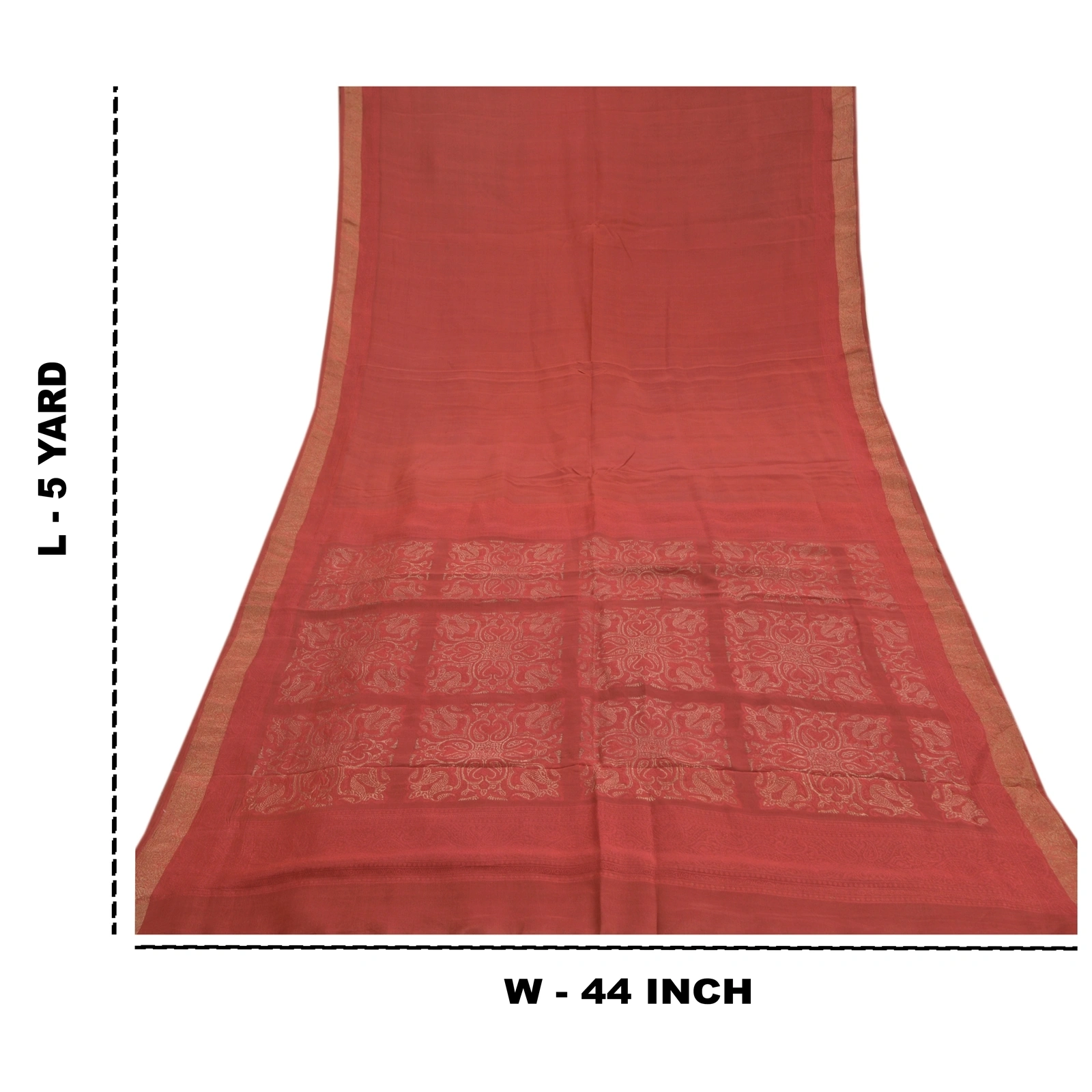 Sanskriti Vintage Brick Red Sarees Pure Silk Woven Premium Sari Craft Fabric, PS-58620-Brick Red-Zari Work-100% Pure Silk-1