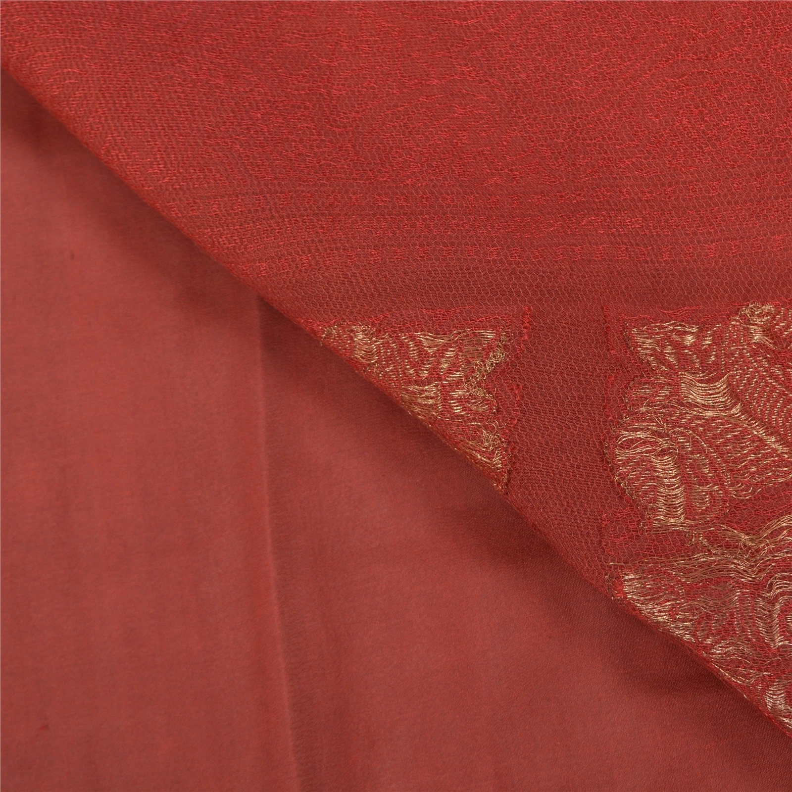 Sanskriti Vintage Brick Red Sarees Pure Silk Woven Premium Sari Craft Fabric, PS-58620-Brick Red-Zari Work-100% Pure Silk-3