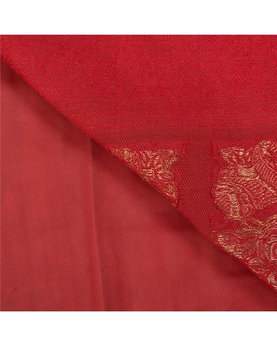 Sanskriti Vintage Brick Red Sarees Pure Silk Woven Premium Sari Craft Fabric, PS-58620-Brick Red-Zari Work-100% Pure Silk-3
