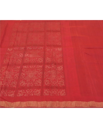 Sanskriti Vintage Brick Red Sarees Pure Silk Woven Premium Sari Craft Fabric, PS-58620-Brick Red-Zari Work-100% Pure Silk-4