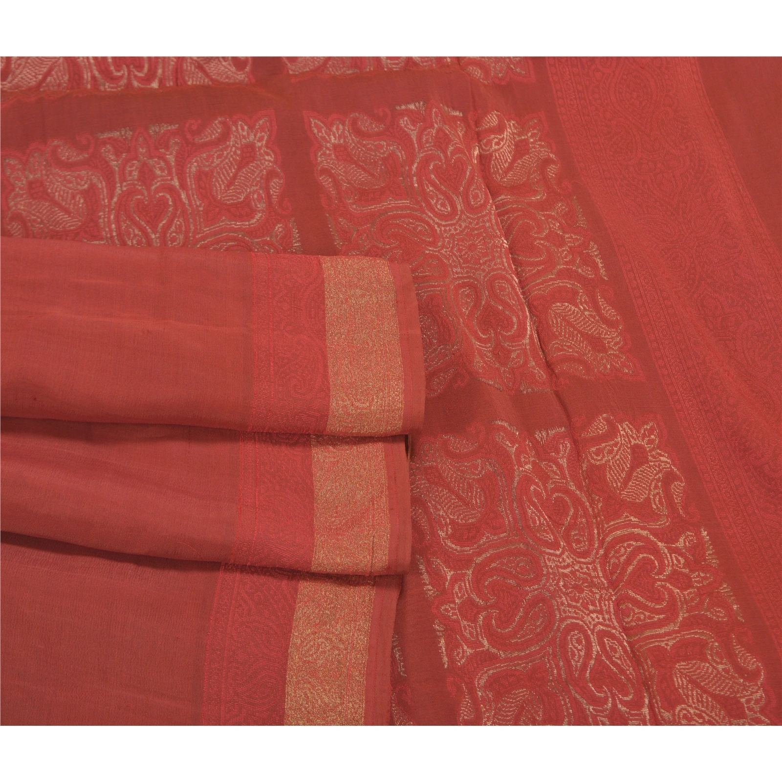 Sanskriti Vintage Brick Red Sarees Pure Silk Woven Premium Sari Craft Fabric, PS-58620-Brick Red-Zari Work-100% Pure Silk-8