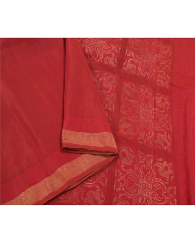 Sanskriti Vintage Brick Red Sarees Pure Silk Woven Premium Sari Craft Fabric, PS-58620-Brick Red-Zari Work-100% Pure Silk-10