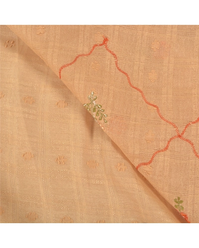 Sanskriti Vintage Ivory Sarees Art Silk Embroidered Woven Premium Sari Fabric, PS-58621-Shade Of Ivory-Thread Work-Art (Artificial) Silk-2