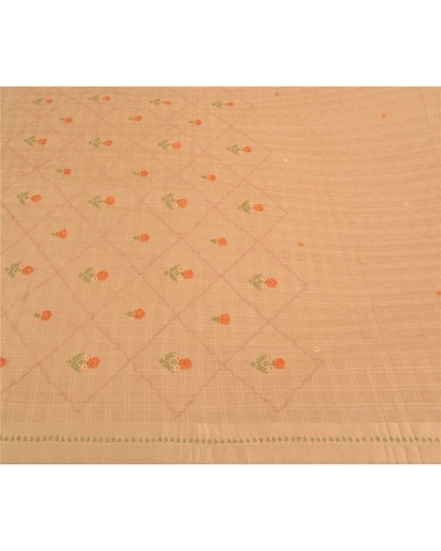 Sanskriti Vintage Ivory Sarees Art Silk Embroidered Woven Premium Sari Fabric, PS-58621-Shade Of Ivory-Thread Work-Art (Artificial) Silk-3