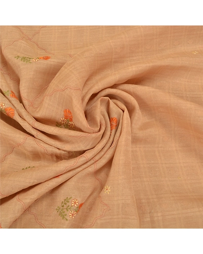 Sanskriti Vintage Ivory Sarees Art Silk Embroidered Woven Premium Sari Fabric, PS-58621-Shade Of Ivory-Thread Work-Art (Artificial) Silk-6