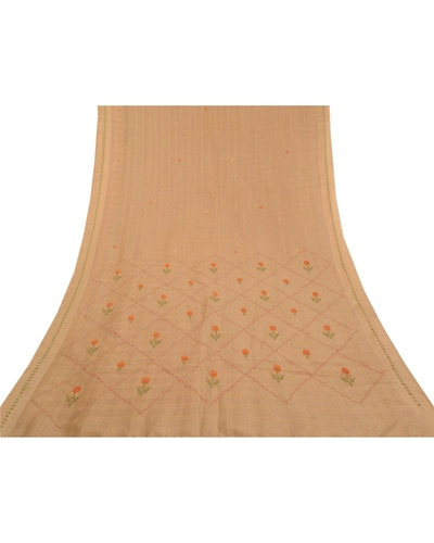 Sanskriti Vintage Ivory Sarees Art Silk Embroidered Woven Premium Sari Fabric, PS-58621-Shade Of Ivory-Thread Work-Art (Artificial) Silk-8