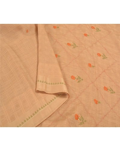 Sanskriti Vintage Ivory Sarees Art Silk Embroidered Woven Premium Sari Fabric, PS-58621-Shade Of Ivory-Thread Work-Art (Artificial) Silk-9