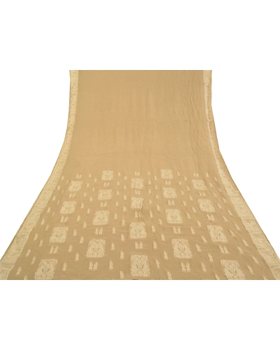 Sanskriti Vintage Beige Sarees 100% Pure Silk Handwoven Baluchari Sari Fabric, PS-58626-Shade Of Beige-Hand Woven Work-100% Pure Silk-8