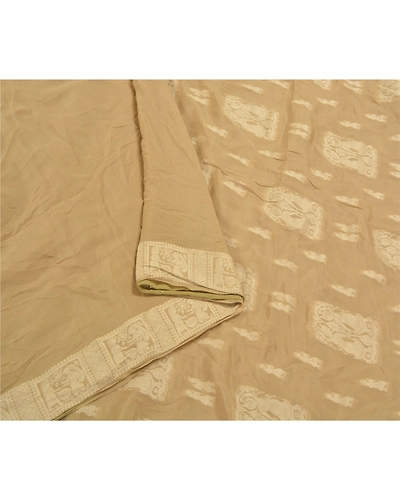 Sanskriti Vintage Beige Sarees 100% Pure Silk Handwoven Baluchari Sari Fabric, PS-58626-Shade Of Beige-Hand Woven Work-100% Pure Silk-9