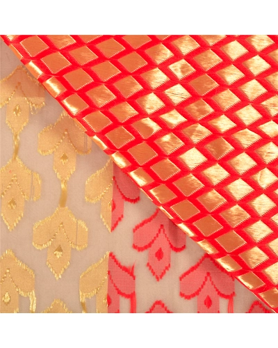 Sanskriti Vintage Golden Sarees Art Silk Hand-Woven Sari Craft 5 Yard Fabric, PS-58646-Golden-Hand-Woven Work-Art (Artificial) Silk-2