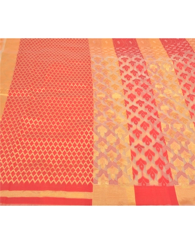 Sanskriti Vintage Golden Sarees Art Silk Hand-Woven Sari Craft 5 Yard Fabric, PS-58646-Golden-Hand-Woven Work-Art (Artificial) Silk-3