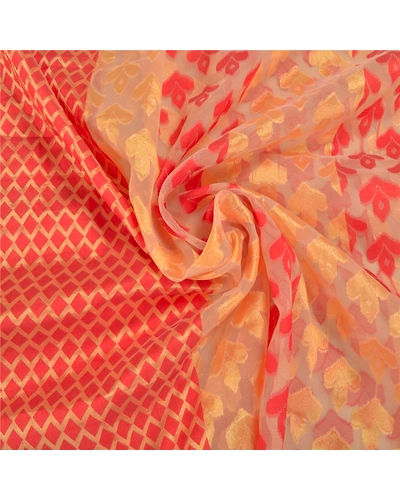 Sanskriti Vintage Golden Sarees Art Silk Hand-Woven Sari Craft 5 Yard Fabric, PS-58646-Golden-Hand-Woven Work-Art (Artificial) Silk-6