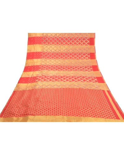 Sanskriti Vintage Golden Sarees Art Silk Hand-Woven Sari Craft 5 Yard Fabric, PS-58646-Golden-Hand-Woven Work-Art (Artificial) Silk-8