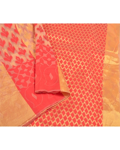Sanskriti Vintage Golden Sarees Art Silk Hand-Woven Sari Craft 5 Yard Fabric, PS-58646-Golden-Hand-Woven Work-Art (Artificial) Silk-9
