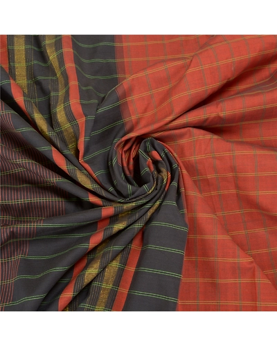 Sanskriti Vintage Black Sarees Blend Cotton Woven Chettinad/Kandangi Sari Fabric, PS-58655-Black-Woven Work-Blend Cotton-5