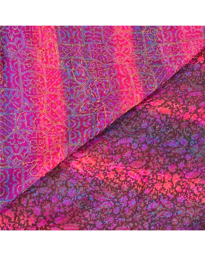 Sanskriti Vintage Pink Sarees 100% Pure Silk Hand Beaded Sari Premium Fabric, PS-58698-Pink &amp; Purple-Sequins Work-100% Pure Silk-2