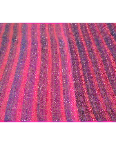 Sanskriti Vintage Pink Sarees 100% Pure Silk Hand Beaded Sari Premium Fabric, PS-58698-Pink &amp; Purple-Sequins Work-100% Pure Silk-3