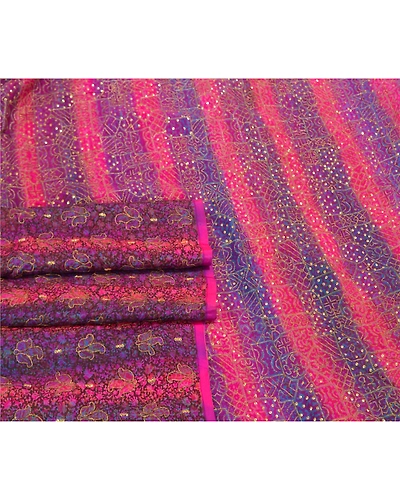 Sanskriti Vintage Pink Sarees 100% Pure Silk Hand Beaded Sari Premium Fabric, PS-58698-Pink &amp; Purple-Sequins Work-100% Pure Silk-7