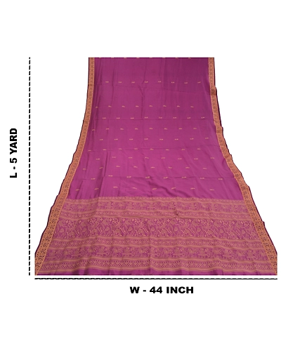 Sanskriti Vintage Purple Indian Sarees Art Silk Woven Human Sari Craft Fabric, PS-58704-Purple-Thread Work-Art (Artificial) Silk-1