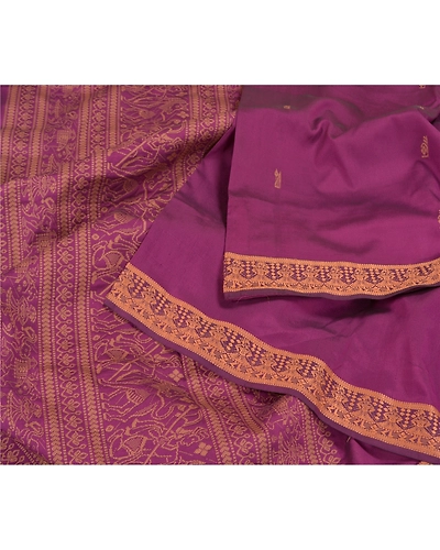 Sanskriti Vintage Purple Indian Sarees Art Silk Woven Human Sari Craft Fabric, PS-58704-Purple-Thread Work-Art (Artificial) Silk-2