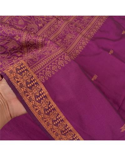 Sanskriti Vintage Purple Indian Sarees Art Silk Woven Human Sari Craft Fabric, PS-58704-Purple-Thread Work-Art (Artificial) Silk-5